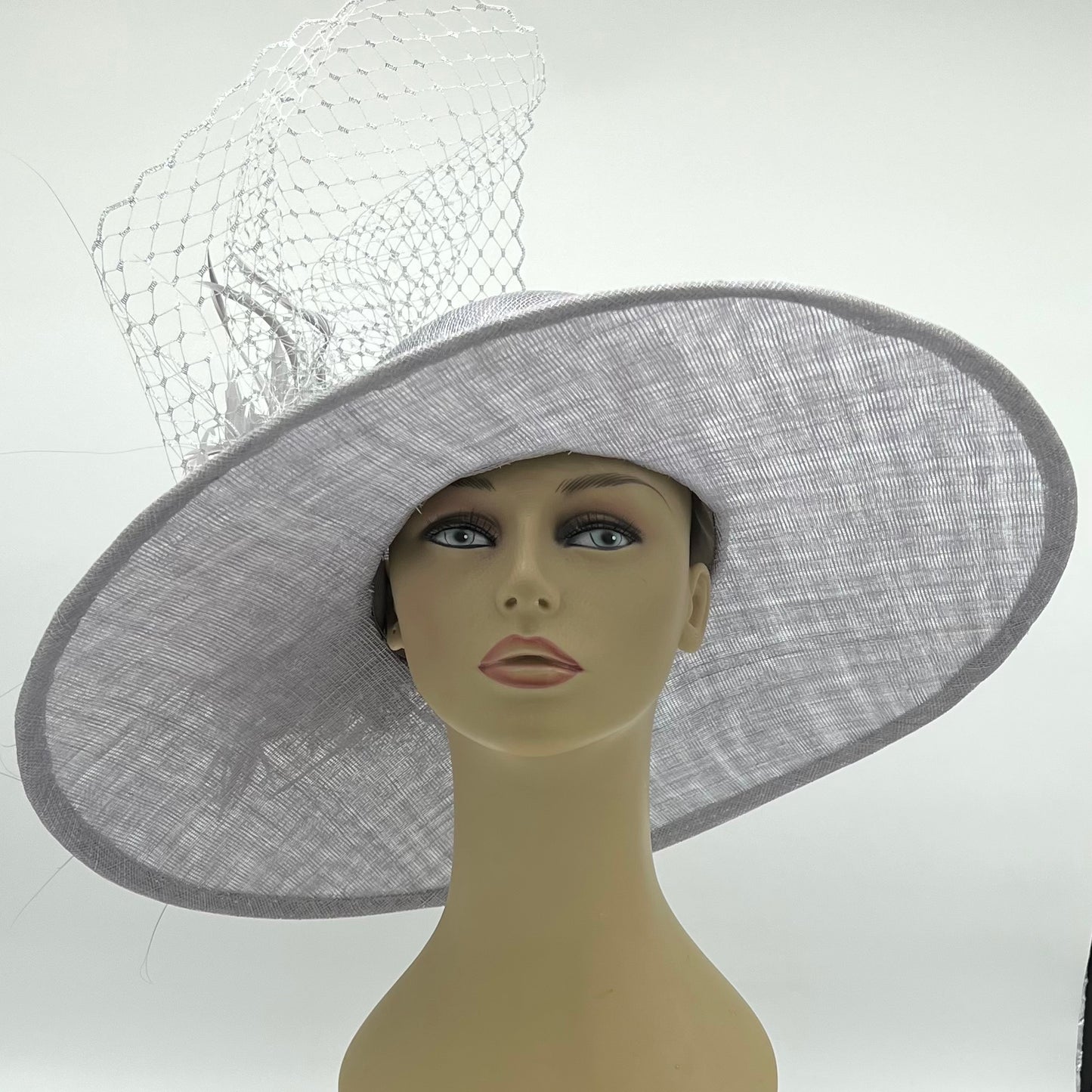 Big Brimmed Silver Hat for Derby or Special Occasion