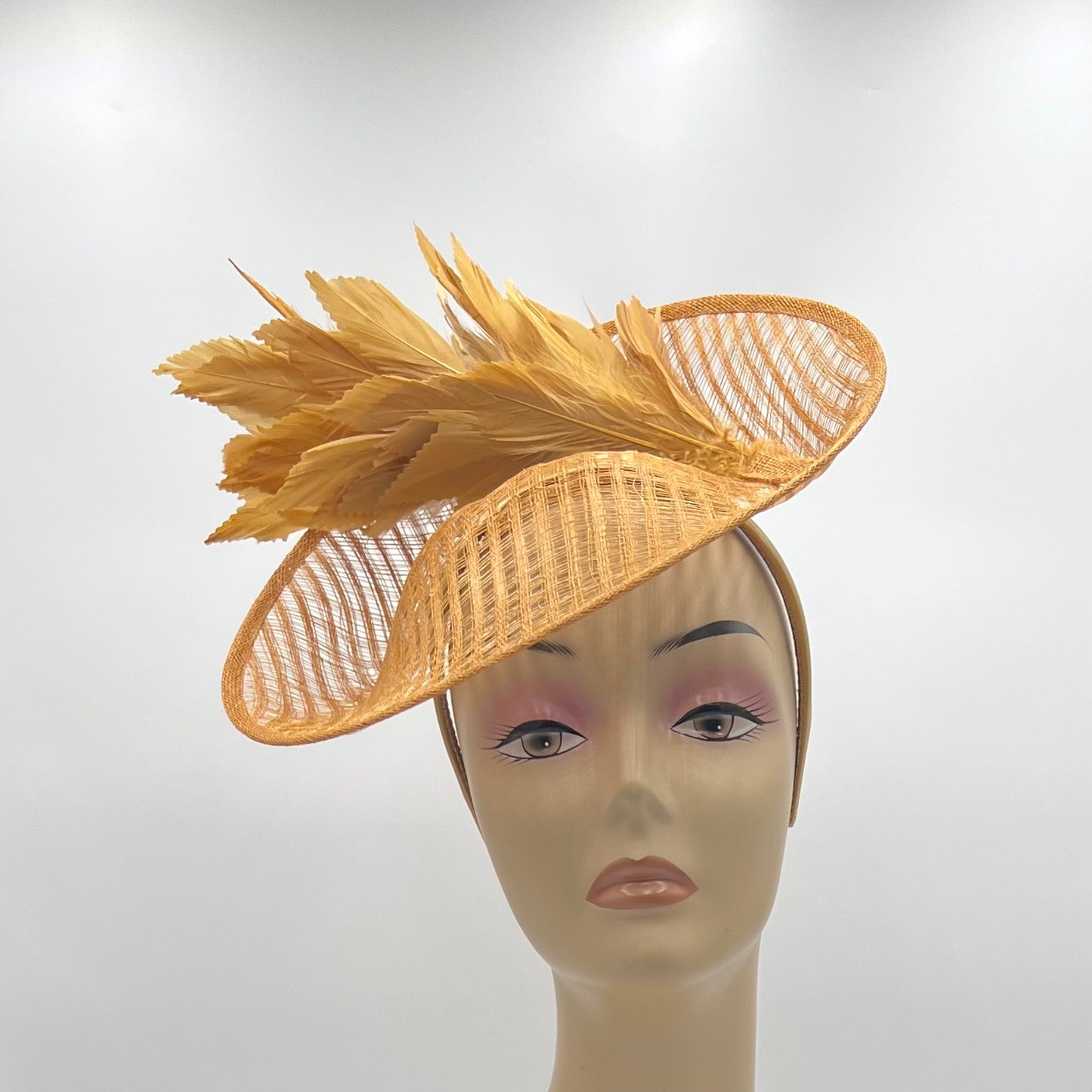 Gold Sinamay Saucer Hat