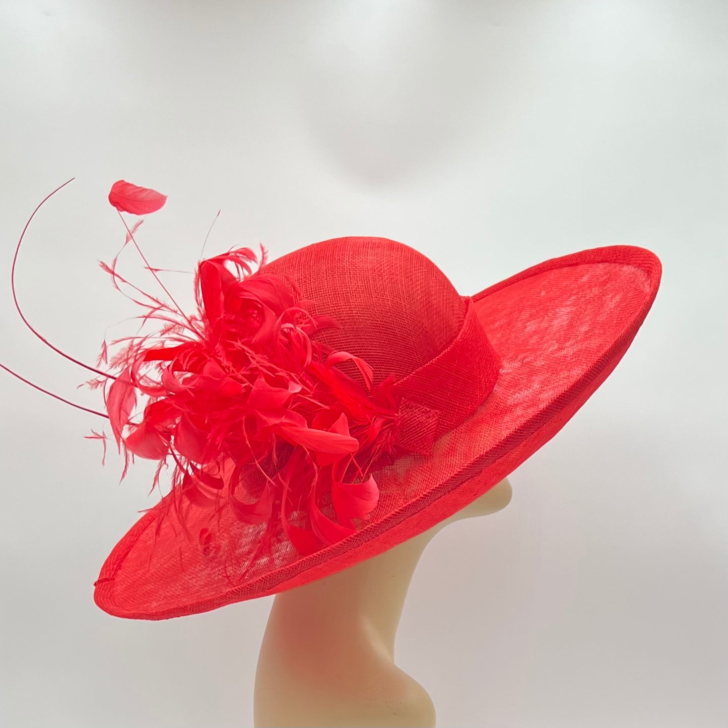 Red Sinamay Hat for Ascot, Derby or Special Occasion