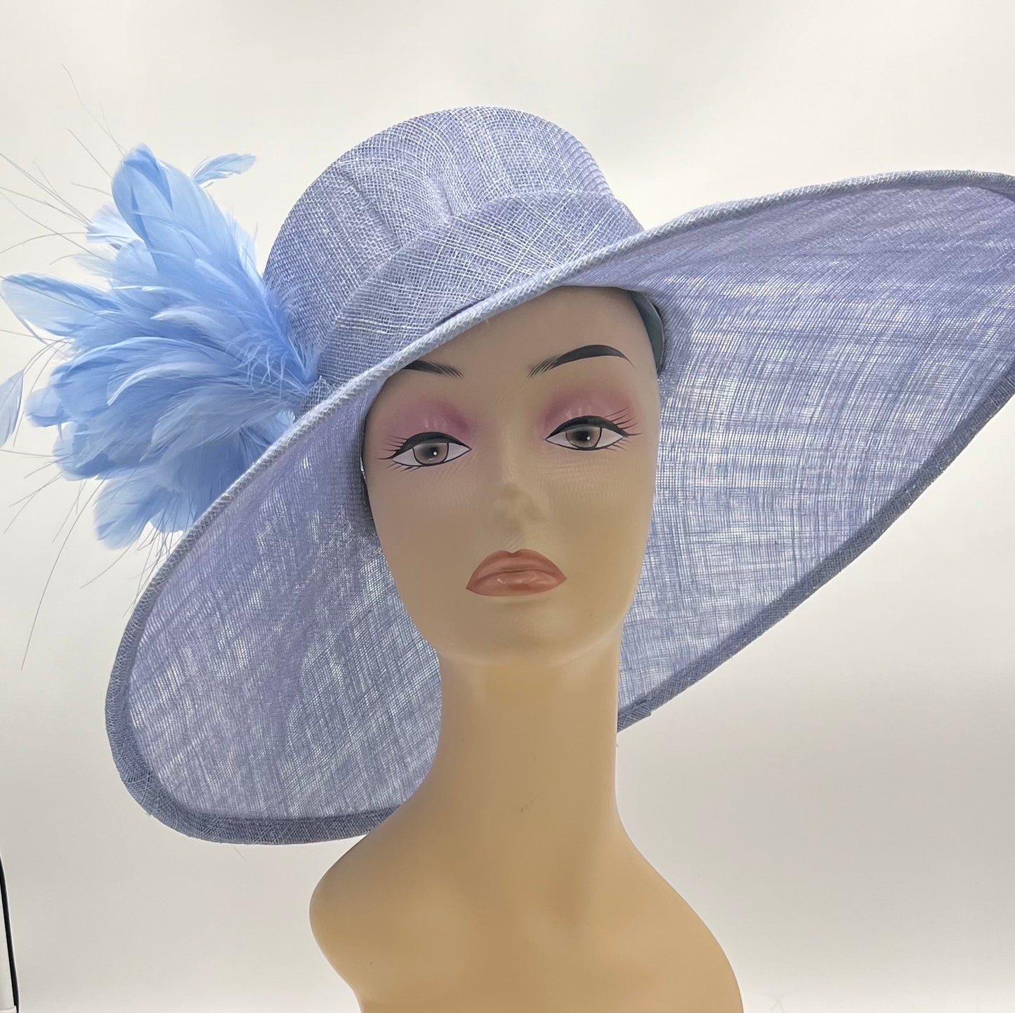 Blue Sinamay Hat with Feathers, great for Derby or Garden Party