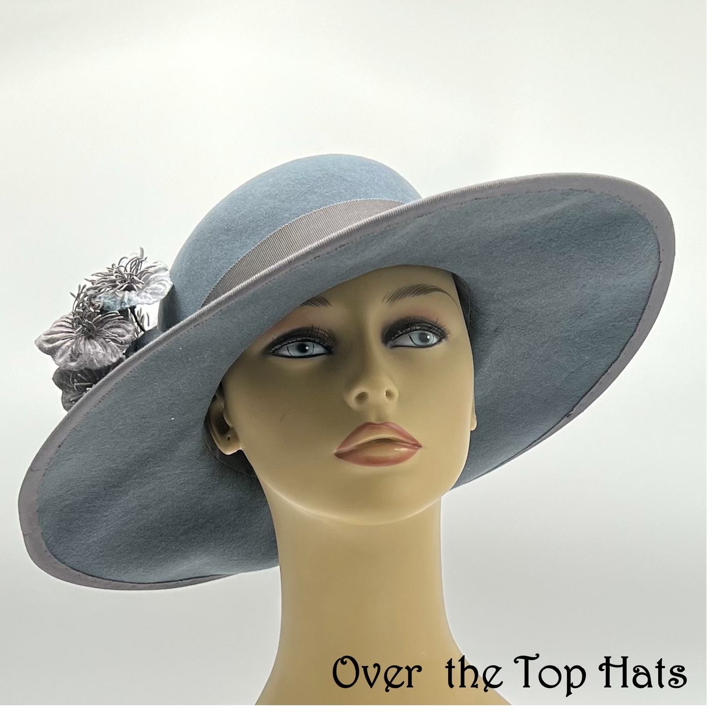 Grey Felt Hat for Church, Wedding or Special Occasion