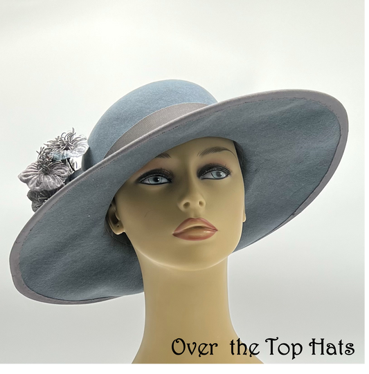 Grey Felt Hat for Church, Wedding or Special Occasion