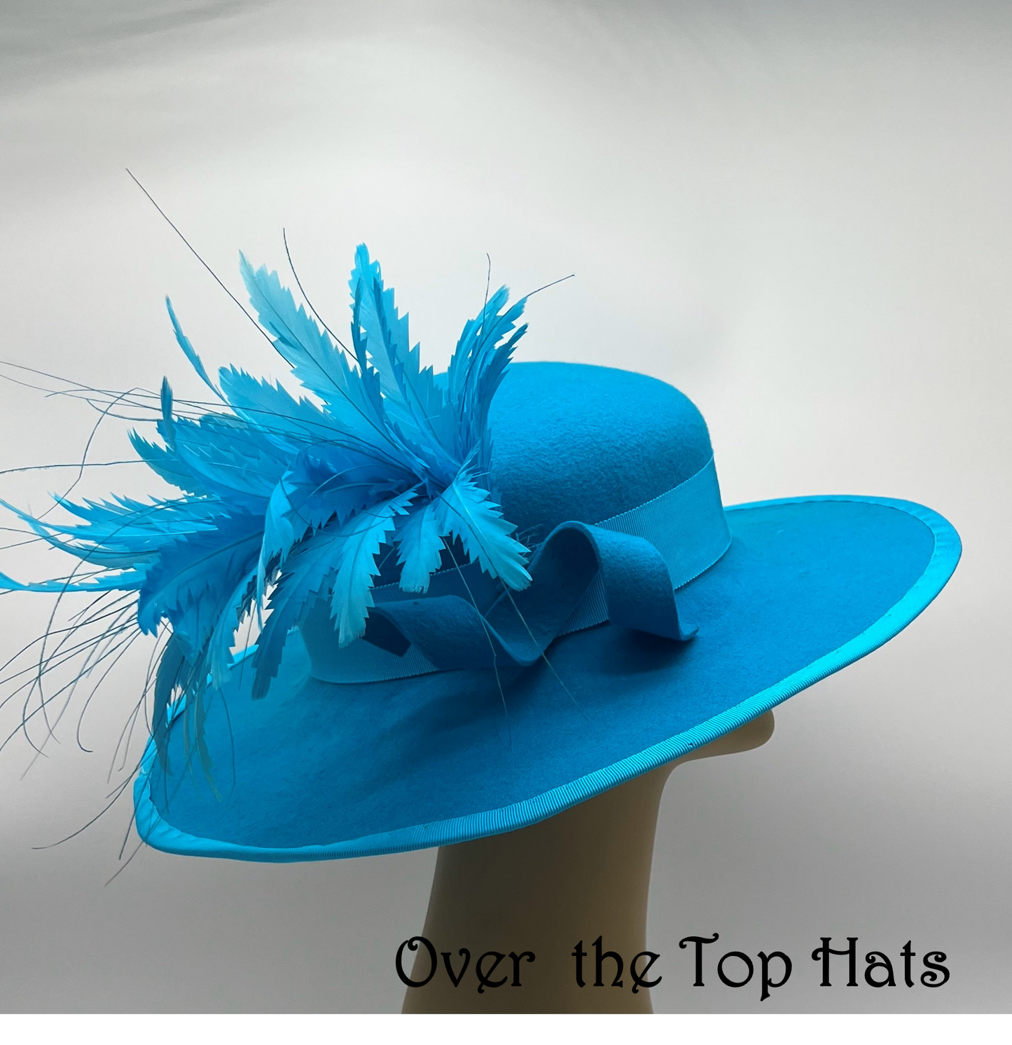 Turquoise Felt Hat, for Church or Special Event