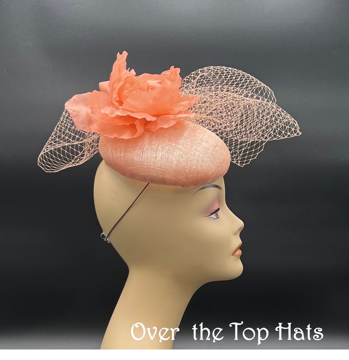 Peach Button Fascinator for Special Occasion