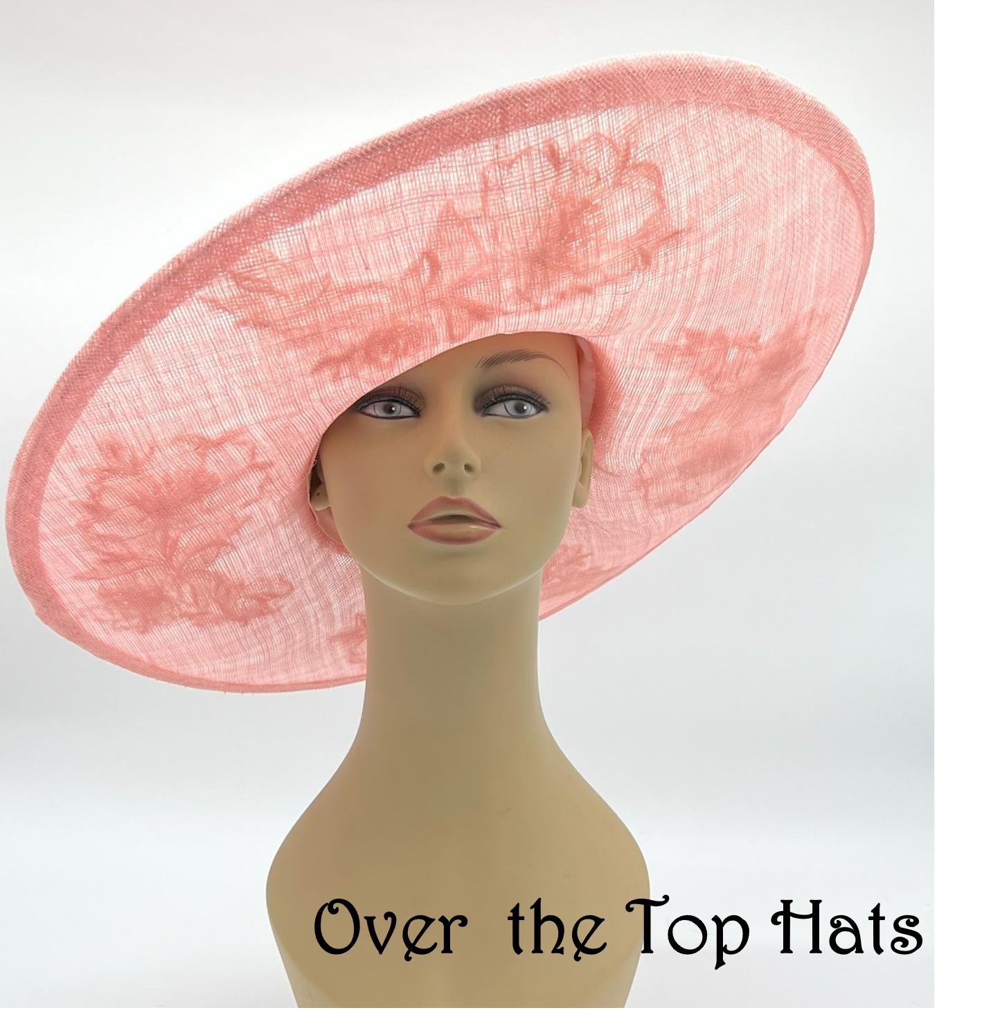 Beautiful Pink Big Brimmed Hat with Pink Trim, Great for Derby or Oaks