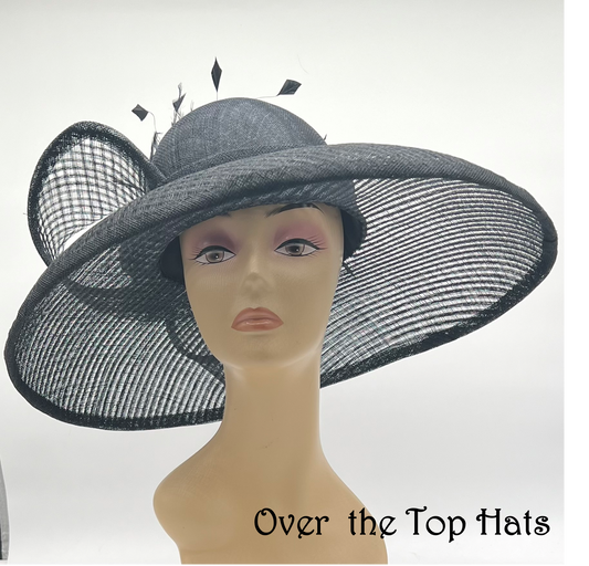 Big Brimmed Black Hat for Special Occasion
