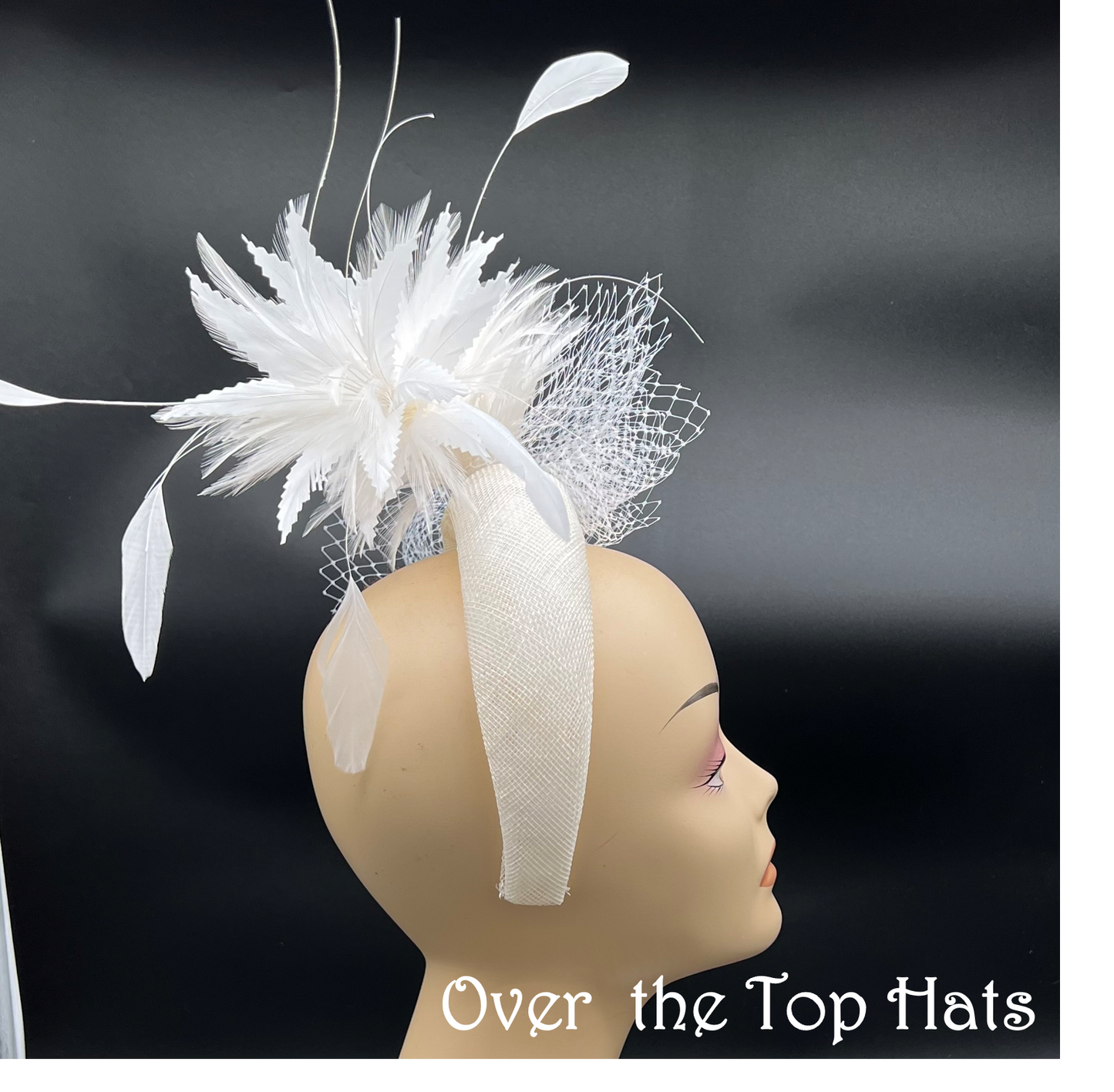 Sinamay Headband with feathers and veiling