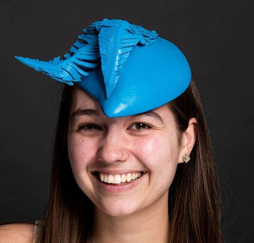 Blue leather hat on sale