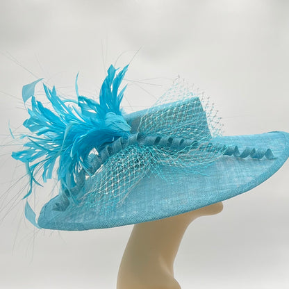 Big Brimmed Turquoise Hat for Derby or Special Occasion