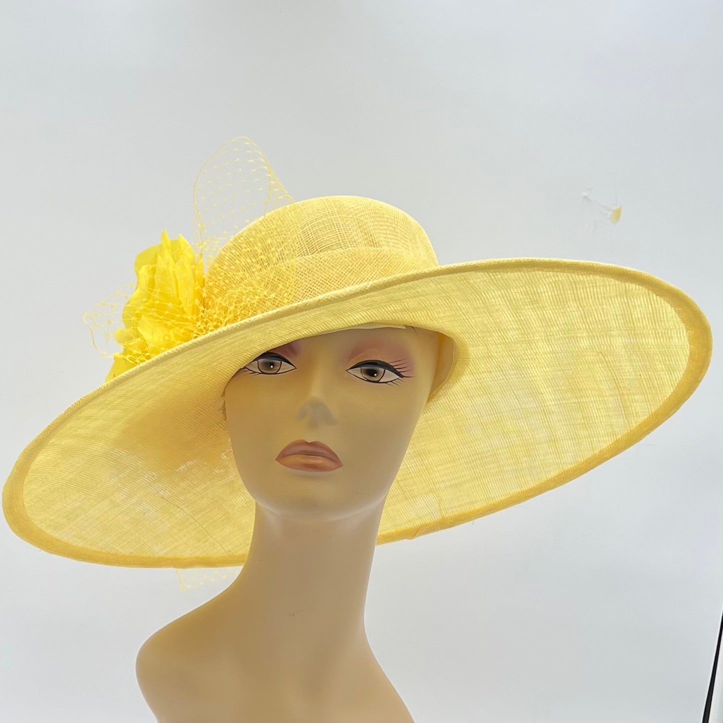Yellow Big Brimmed Sinamay Hat