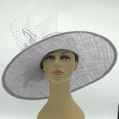 Big Brimmed Silver Hat for Derby or Special Occasion