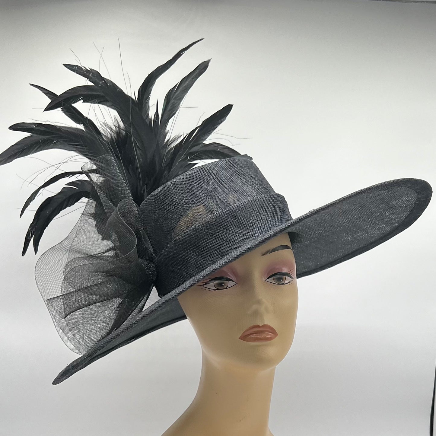 Big Brimmed Black Sinamay Hat, for Derby, Ascot, or Steeplechase