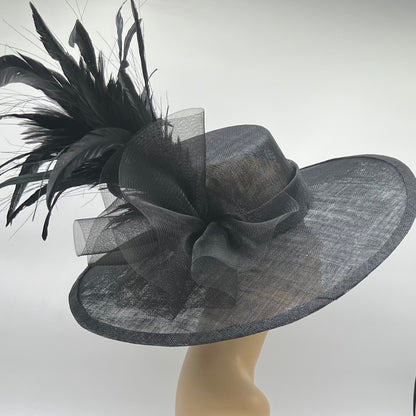 Big Brimmed Black Sinamay Hat, for Derby, Ascot, or Steeplechase