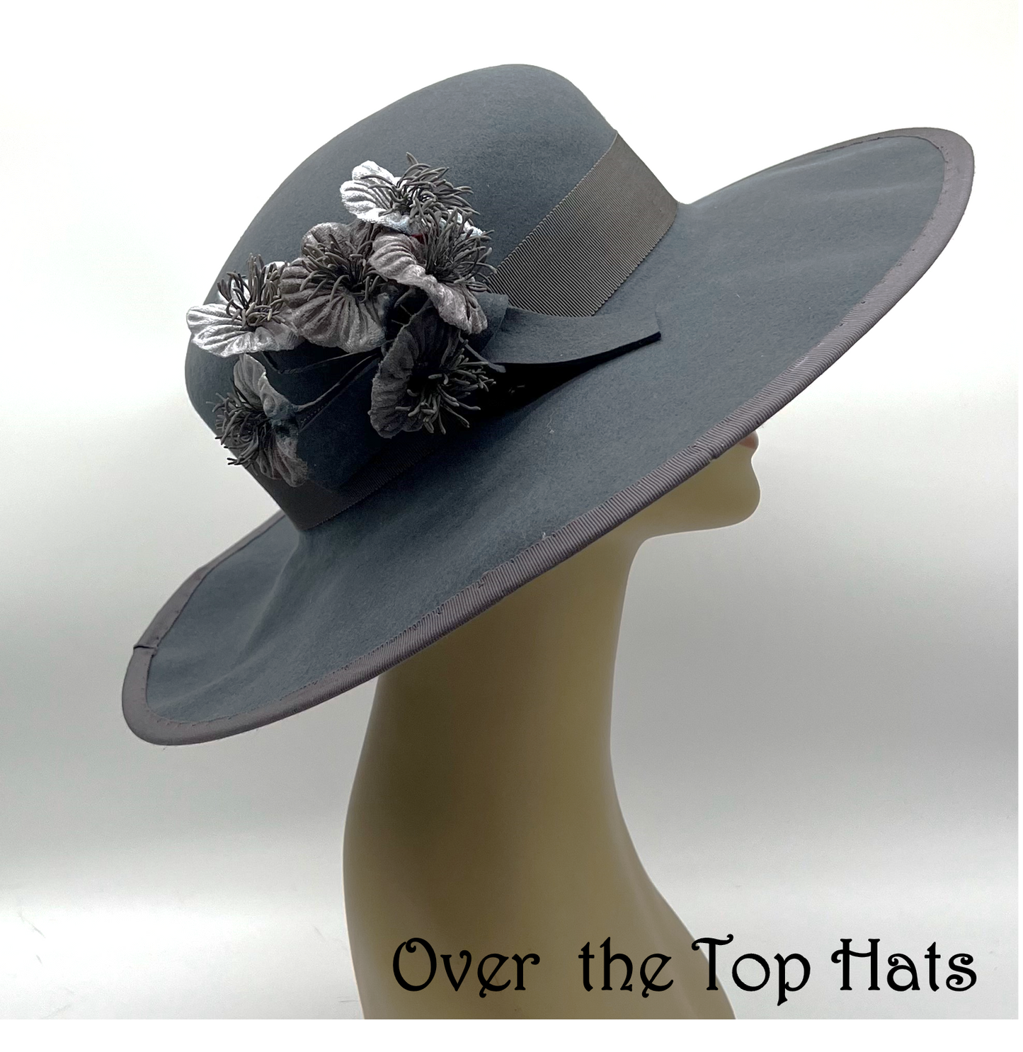 Grey Felt Hat for Church, Wedding or Special Occasion