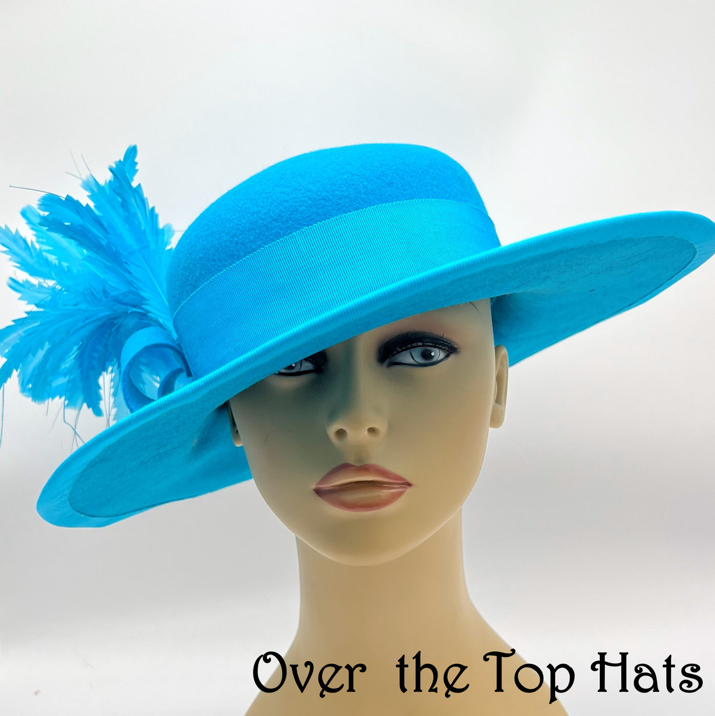 Turquoise Felt Hat, for Church or Special Event