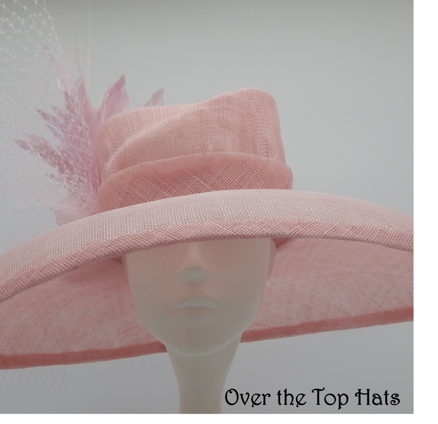 Stunning Pink Big Brimmed Sinamay Hat, Great for The Derby, Oaks, Steeplechase, Church or Weddings