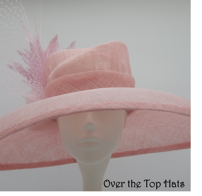 Stunning Pink Big Brimmed Sinamay Hat, Great for The Derby, Oaks, Steeplechase, Church or Weddings