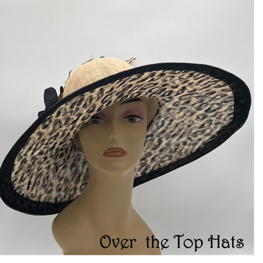 Big Brimmed Animal Print Hat for Kentucky Derby