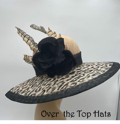 Big Brimmed Animal Print Hat for Kentucky Derby
