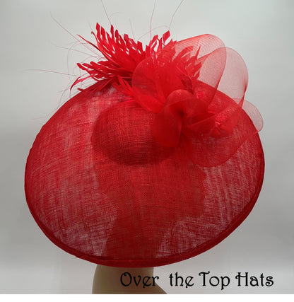 Large Red Domed Saucer Hat Kentucky Derby