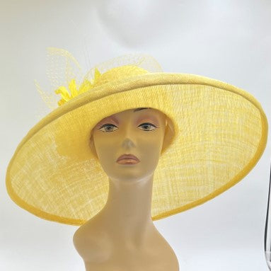 Yellow Big Brimmed Kentucky Derby Hat