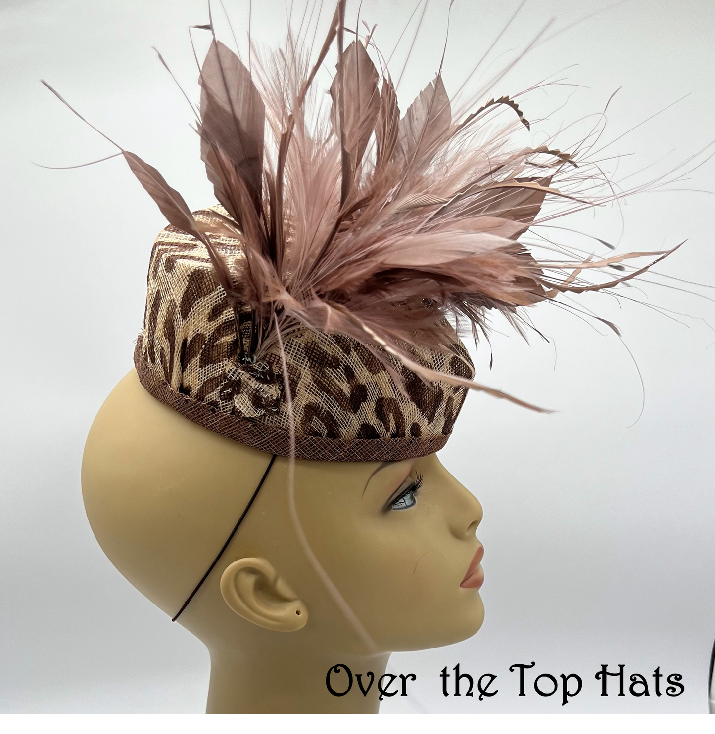 Leopard Print Fascinator Hat, Animal Print Headpiece, Women's Hair Accessory, Statement Hairpiece, Party Fascinator