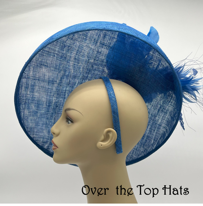 Royal Blue Saucer Headpiece for Derby, Steeplechase, or wedding