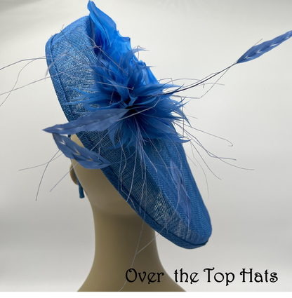 Royal Blue Saucer Headpiece for Derby, Steeplechase, or wedding