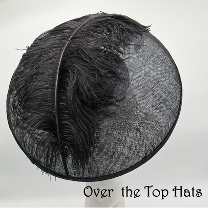 Black Domed Hat With Feather, Great for Derby or special Event