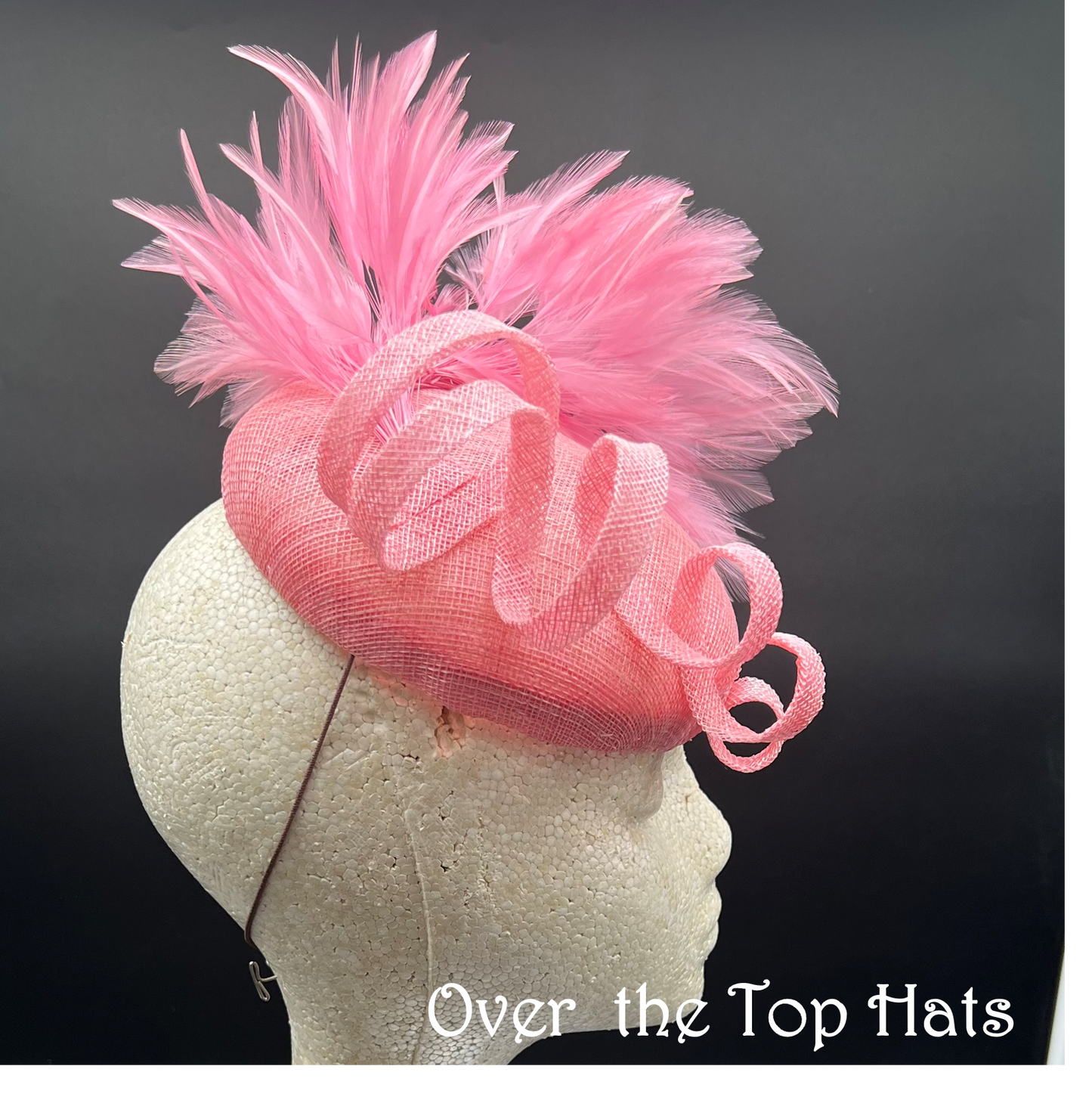 Pink Button hat, great for Derby, Oaks, Steeplechase or Weddings