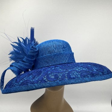 Big Brimmed Royal Blue Hat for Derby, Ascot, or Wedding