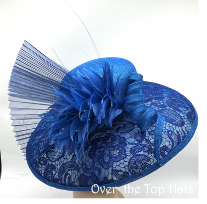 Big Brimmed Royal Blue Hat for Derby, Ascot, or Wedding