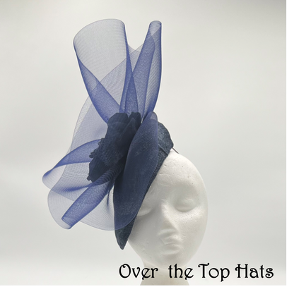 Navy Percher Hat for Derby, Ascot, Wedding or special event