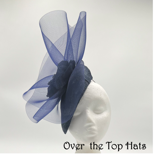 Navy Percher Hat for Derby, Ascot, Wedding or special event