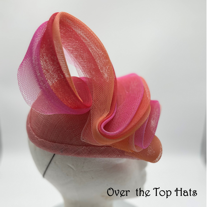 Button Hat with Sinamay Swirls for Derby, Oaks, Steeplechase or wedding