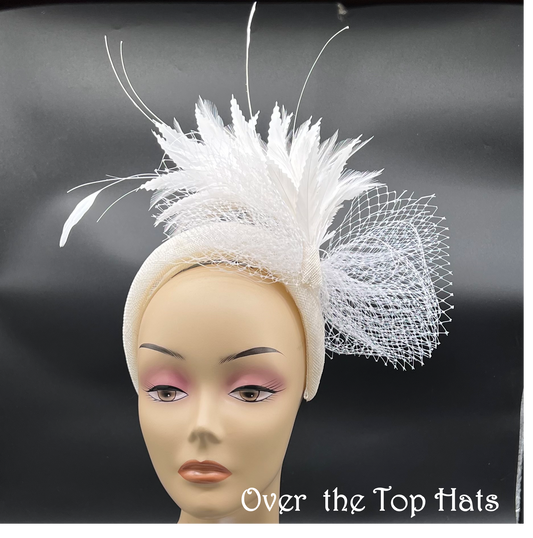 Sinamay Headband with feathers and veiling