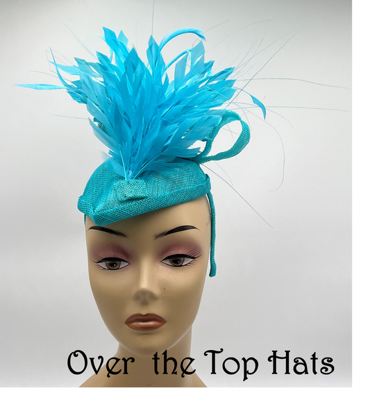 Turquoise Percher Hat or Fascinator