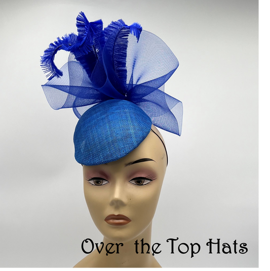 Blue Percher hat or fascinator Foe Derby, church or weddings