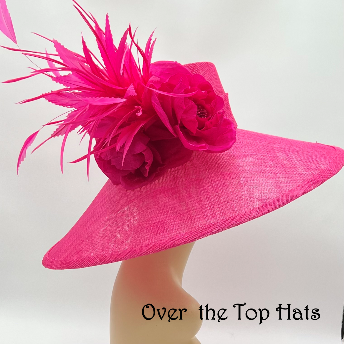 Fuchsia Big Brimmed Sinamay Hat for the Derby