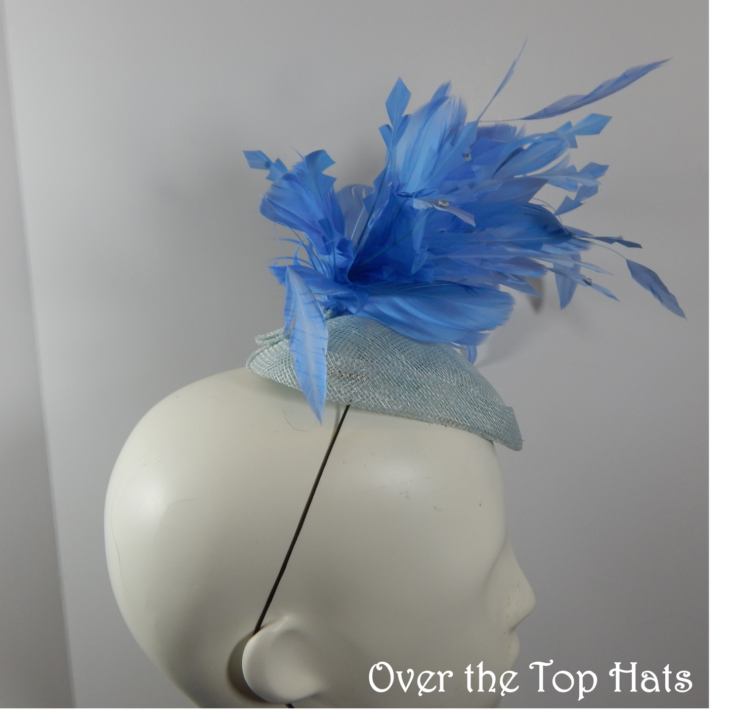 Blue Percher Hat with Feathers