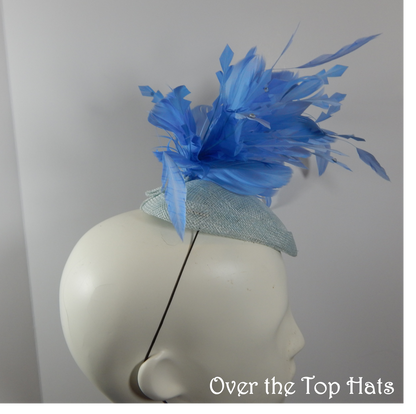 Blue Percher Hat with Feathers