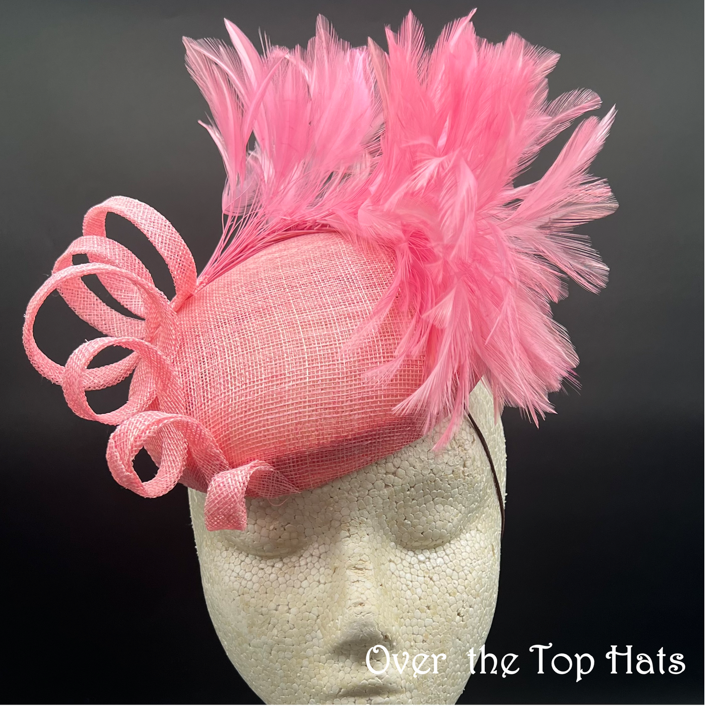 Pink Button hat, great for Derby, Oaks, Steeplechase or Weddings