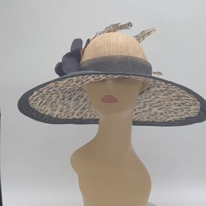 Big Brimmed Animal Print Hat for Kentucky Derby