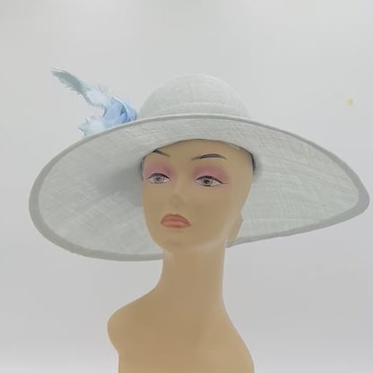 Big Brimmed Silver/Blue Hat for Derby Party