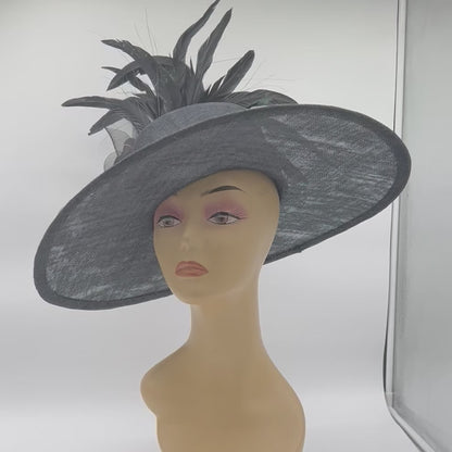 Big Brimmed Black Sinamay Hat, for Derby, Ascot, or Steeplechase