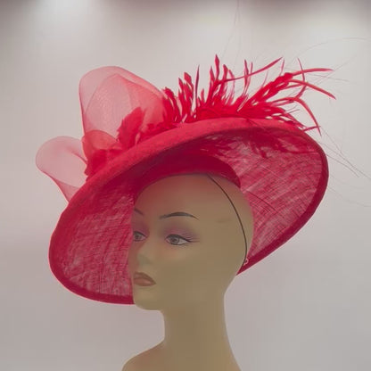 Large Red Domed Saucer Hat Kentucky Derby