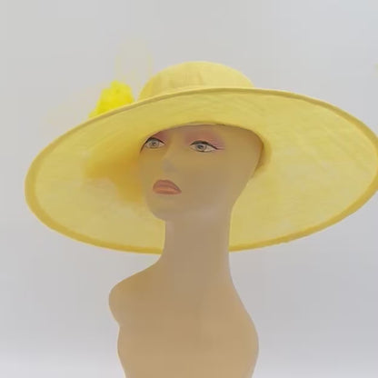 Yellow Big Brimmed Sinamay Hat